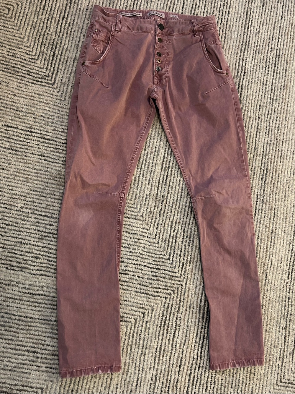ZHRILL AMY Non Denim Mauve N229 Button Fly Pants Size 29 Skinny Grunge Y2K